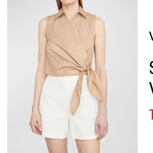 NWT Vince • cotton poplin sleeveless wrap shirt
